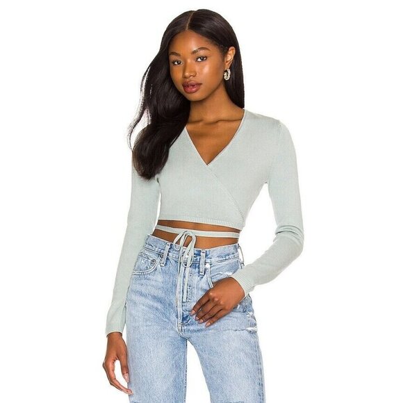 Astr Tops - ASTR the Label Wrap Sweater Sage Green